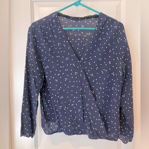 Madewell foe wrap top- navy/white hearts